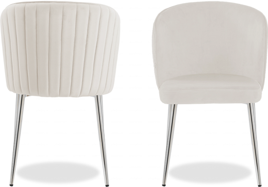 Chaise chromée velours beige DIVA - Lot de 4 - DEKOFLIX