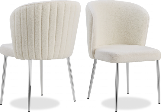 Chaise chromée tissu boucle DIVA - Lot de 4 - DEKOFLIX