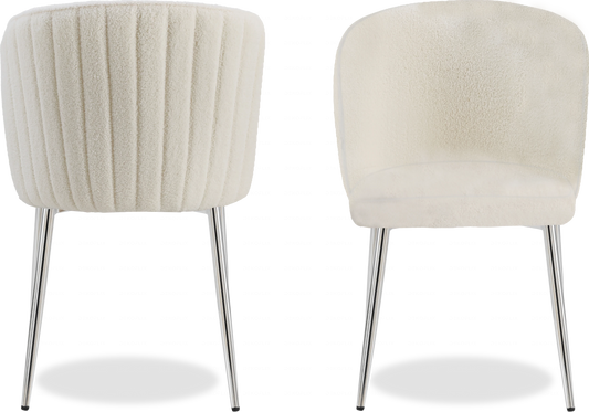 Chaise chromée tissu boucle DIVA - Lot de 4 - DEKOFLIX