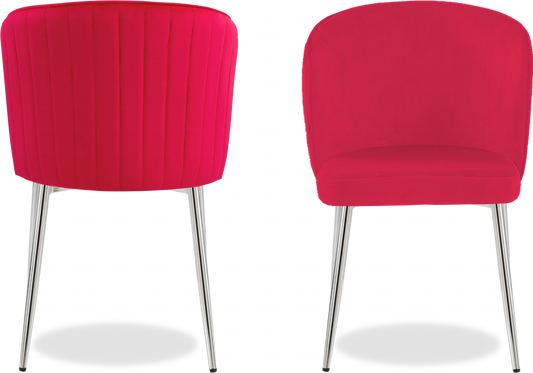 Chaise chromée velours fuchsia DIVA - Lot de 4 - DEKOFLIX