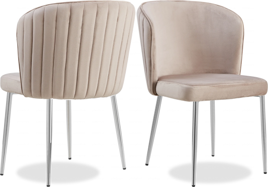 Chaise chromée velours moka DIVA - Lot de 4 - DEKOFLIX