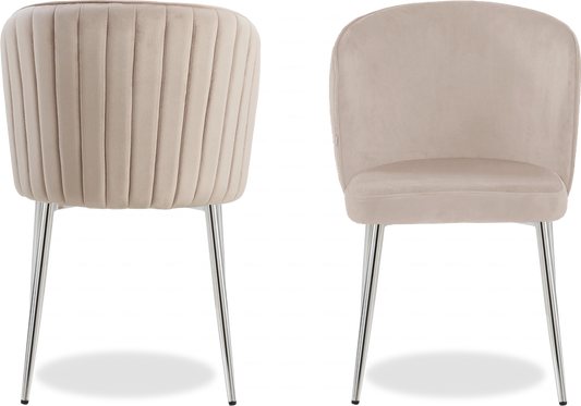 Chaise chromée velours moka DIVA - Lot de 4 - DEKOFLIX