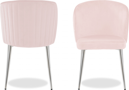 Chaise chromée velours rose DIVA - Lot de 4 - DEKOFLIX