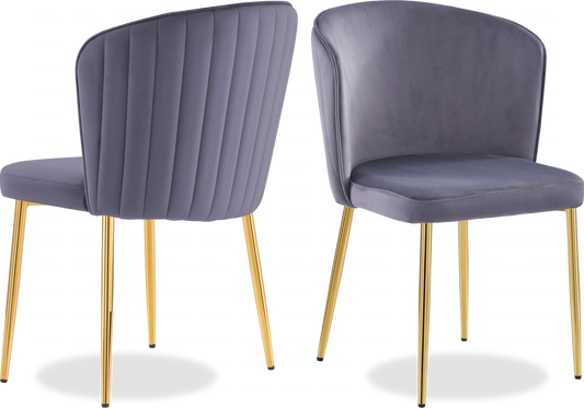 Chaise dorée velours anthracite DIVA - Lot de 4 - DEKOFLIX