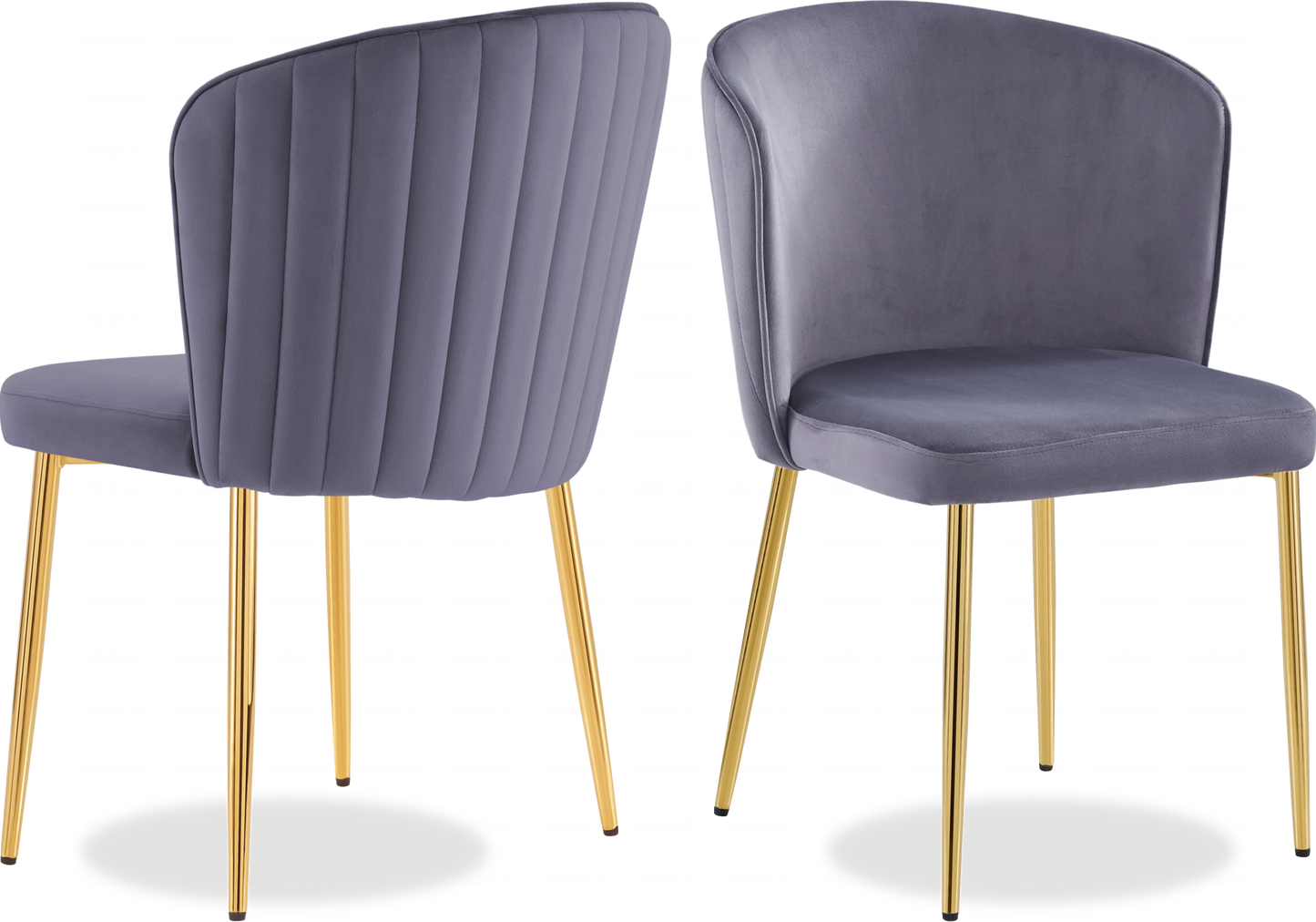 Salle à manger marbre noir et Chaises velours anthracite doré ERLY - DEKOFLIX