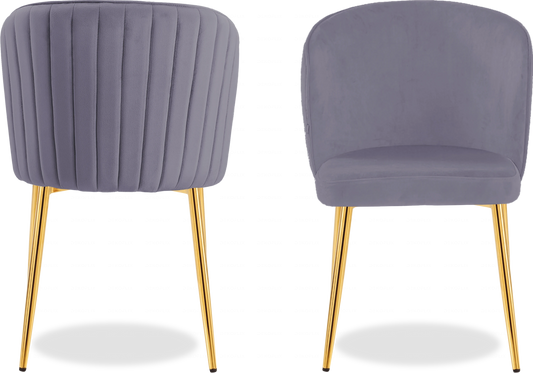 Chaise dorée velours anthracite DIVA - Lot de 4 - DEKOFLIX