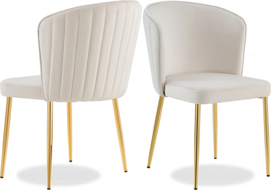 Chaise dorée velours beige DIVA - Lot de 4 - DEKOFLIX