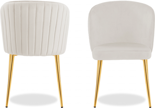 Chaise dorée velours beige DIVA - Lot de 4 - DEKOFLIX