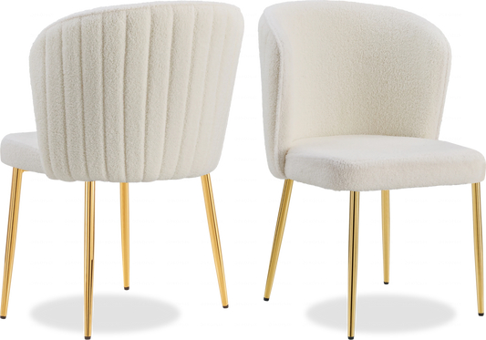 Chaise dorée tissu boucle DIVA - Lot de 4 - DEKOFLIX