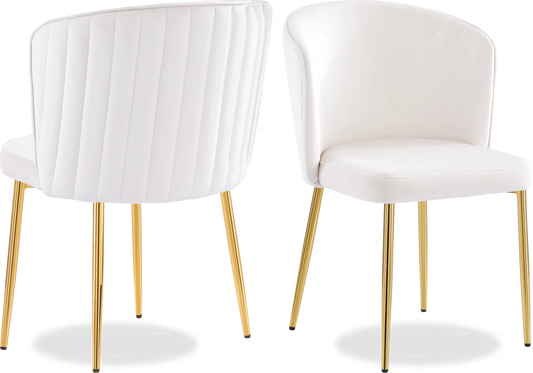 Chaise dorée velours ecru DIVA - Lot de 4 - DEKOFLIX