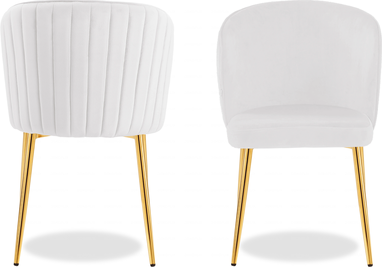 Chaise dorée velours ecru DIVA - Lot de 4
