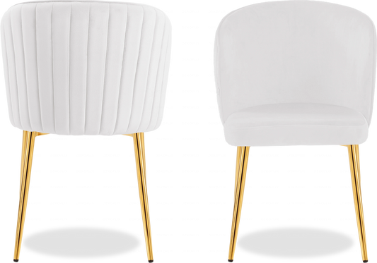 Chaise dorée velours ecru DIVA - Lot de 4 - DEKOFLIX