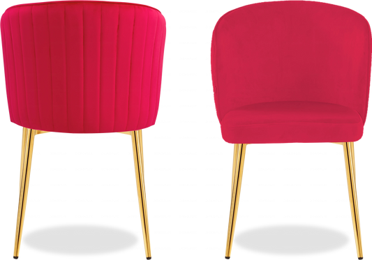 Chaise dorée velours fuchsia DIVA (Lot de 4) - DEKOFLIX