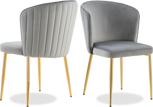 Chaise dorée velours gris DIVA - Lot de 4 - DEKOFLIX