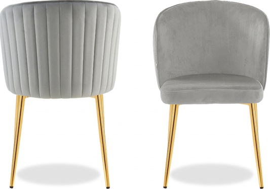 Chaise dorée velours gris DIVA - Lot de 4 - DEKOFLIX