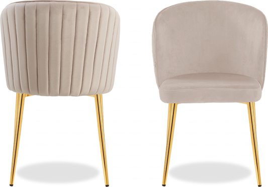 Chaise dorée velours moka DIVA - Lot de 4 - DEKOFLIX