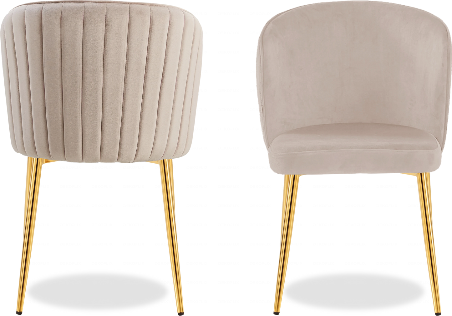 Table marbre noir et Chaises velours moka doré ERLY - DEKOFLIX
