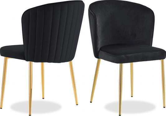 Chaise dorée velours noir DIVA - Lot de 4 - DEKOFLIX