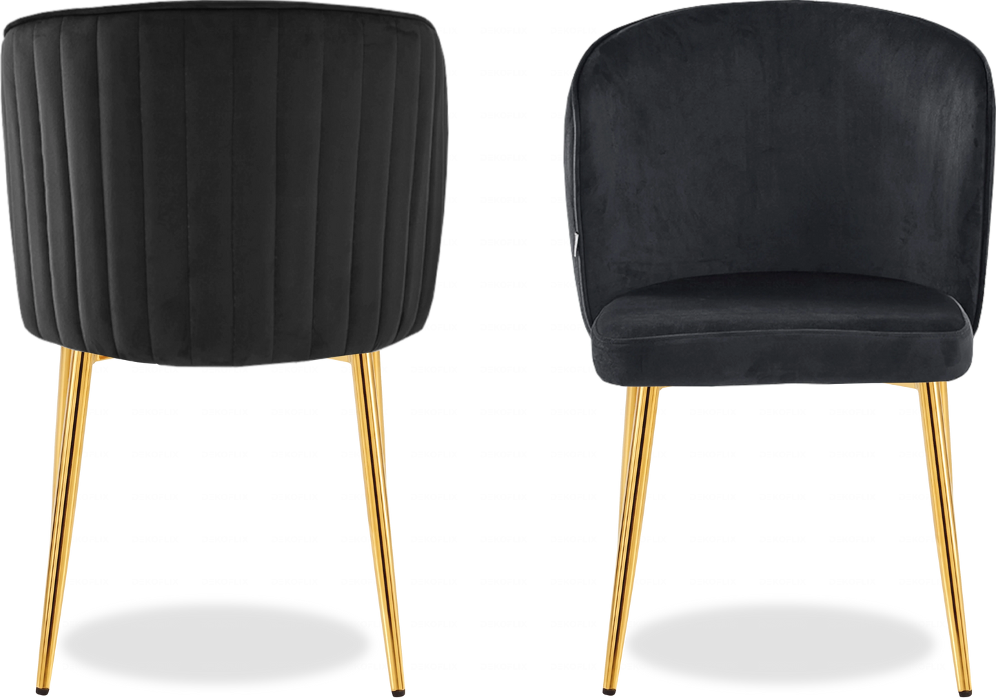 Chaise dorée velours noir DIVA - Lot de 4