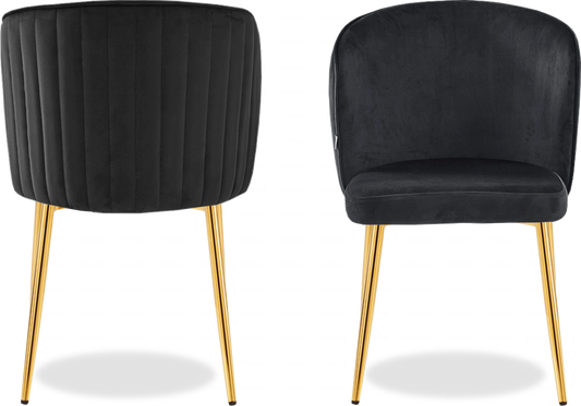 Chaise dorée velours noir DIVA - Lot de 4 - DEKOFLIX