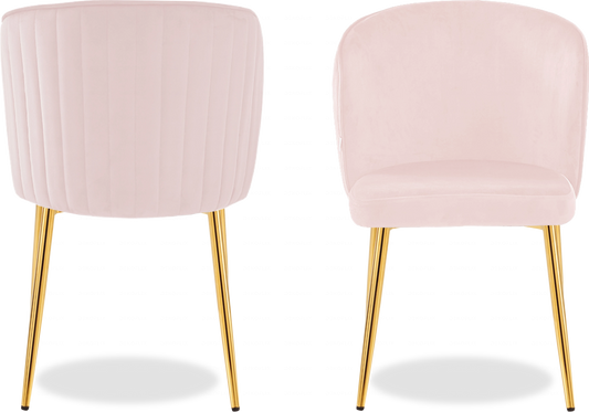 Chaise dorée velours rose DIVA - Lot de 4 - DEKOFLIX