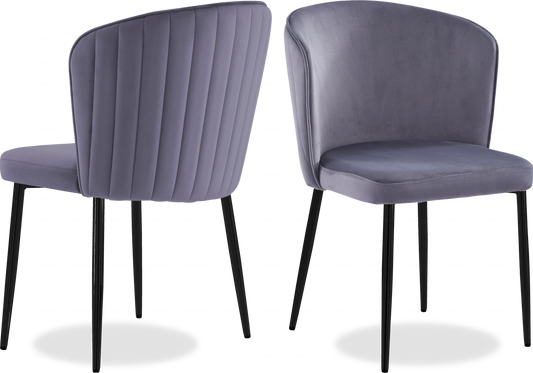 Chaise noire velours anthracite DIVA - Lot de 4 - DEKOFLIX