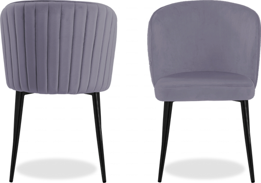 Chaise noire velours anthracite DIVA - Lot de 4 - DEKOFLIX
