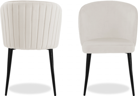 Chaise noire velours beige DIVA - Lot de 4 - DEKOFLIX