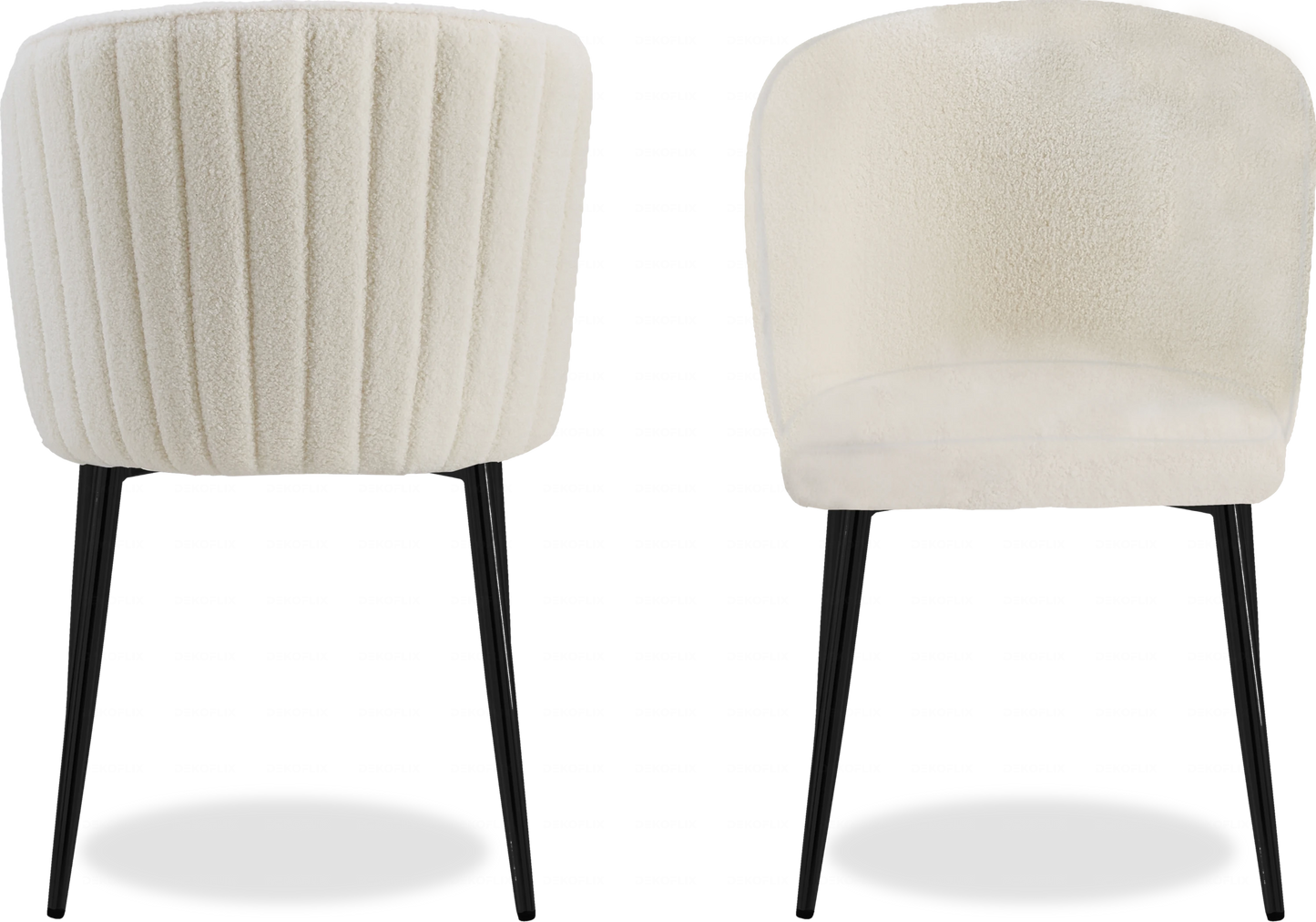 Chaise noire tissu boucle DIVA - Lot de 4 - DEKOFLIX