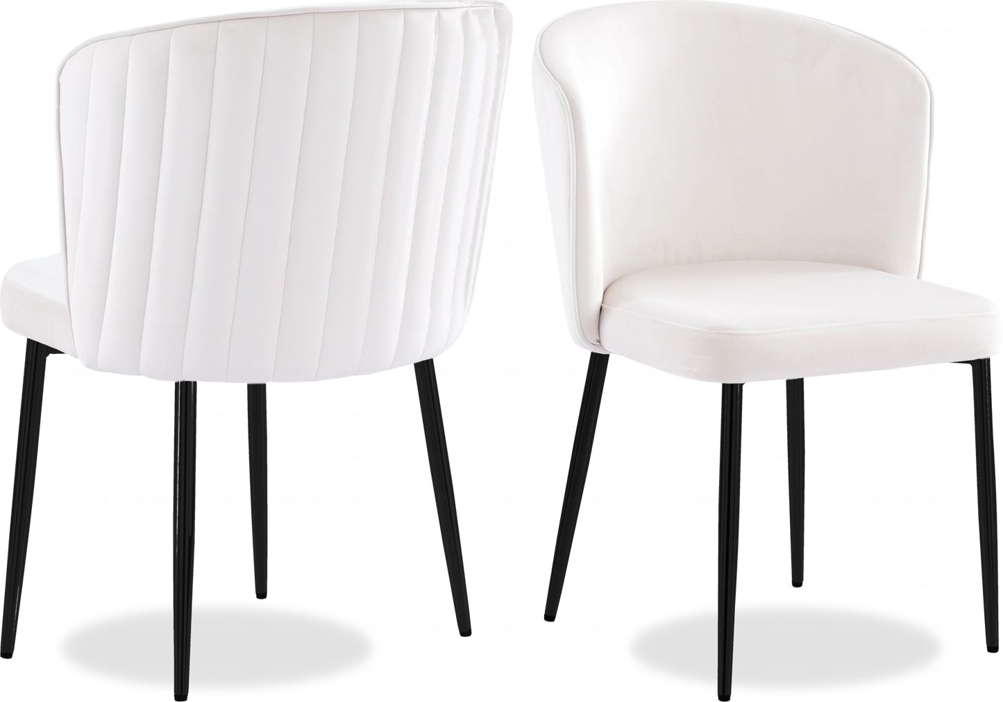 Chaise noire velours ecru DIVA - Lot de 4