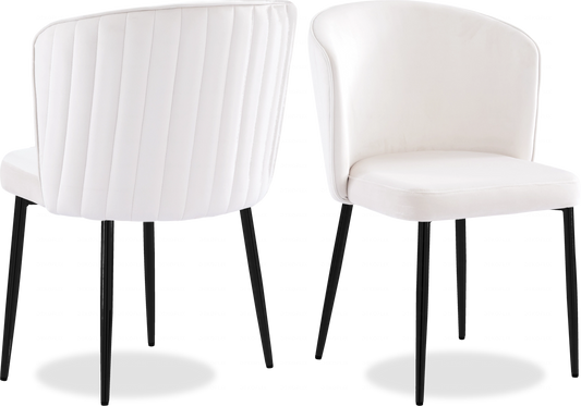 Chaise noire velours ecru DIVA - Lot de 4 - DEKOFLIX