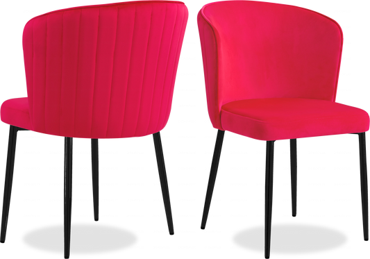Chaise noire velours fuchsia DIVA - Lot de 4 - DEKOFLIX