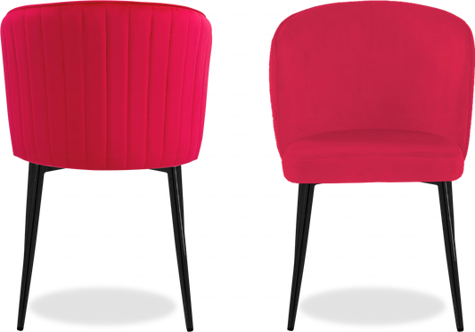 Chaise noire velours fuchsia DIVA - Lot de 4 - DEKOFLIX