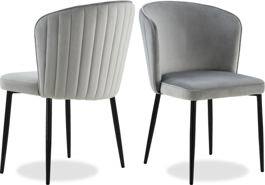 Chaise noire velours gris DIVA - Lot de 4 - DEKOFLIX