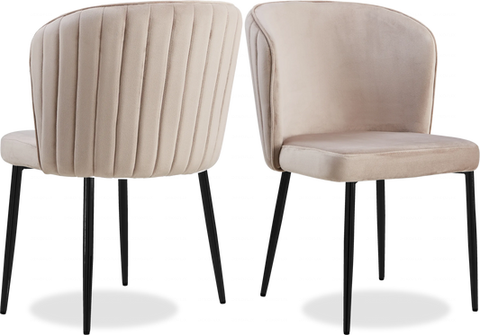 Chaise noire velours moka DIVA - Lot de 4 - DEKOFLIX
