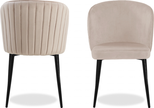 Chaise noire velours moka DIVA - Lot de 4 - DEKOFLIX