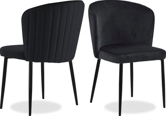 Chaise noire velours noir DIVA - Lot de 4 - DEKOFLIX
