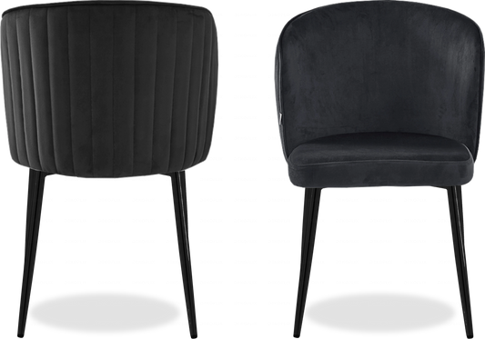 Chaise noire velours noir DIVA - Lot de 4 - DEKOFLIX