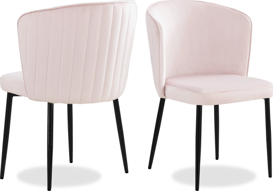 Chaise noire velours rose DIVA - Lot de 4 - DEKOFLIX
