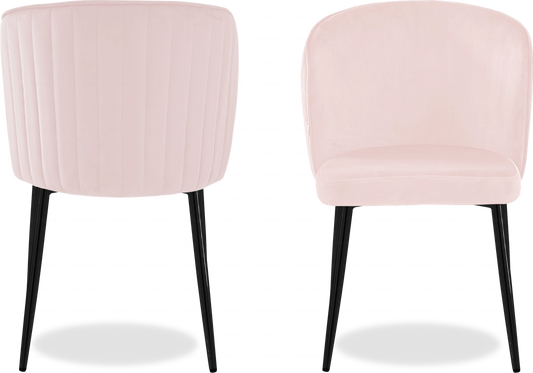 Chaise noire velours rose DIVA - Lot de 4 - DEKOFLIX