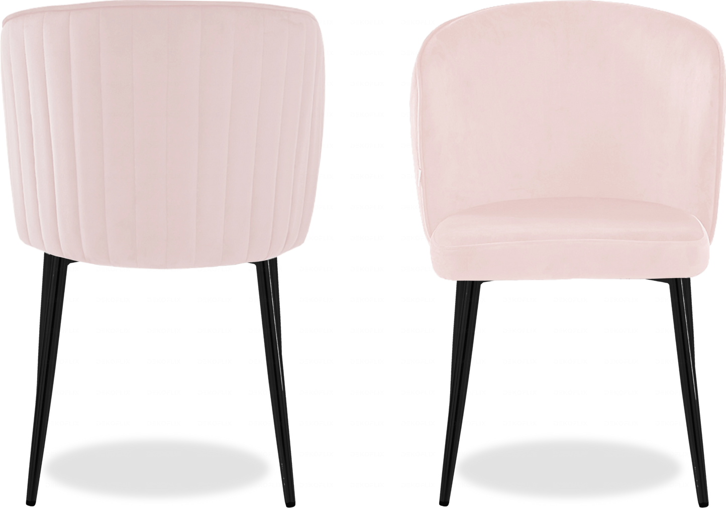 Chaise noire velours rose DIVA - Lot de 4 - DEKOFLIX