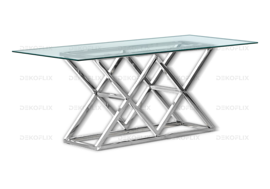 Table a manger chromée en verre design ERLY - DEKOFLIX