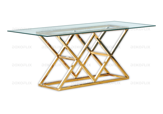 Table a manger dorée en verre design ERLY - DEKOFLIX