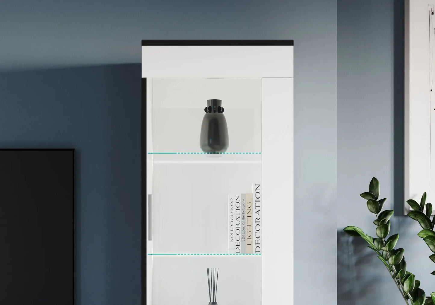 Enseble meuble TV laqué noir blanc VENERE Italian TL