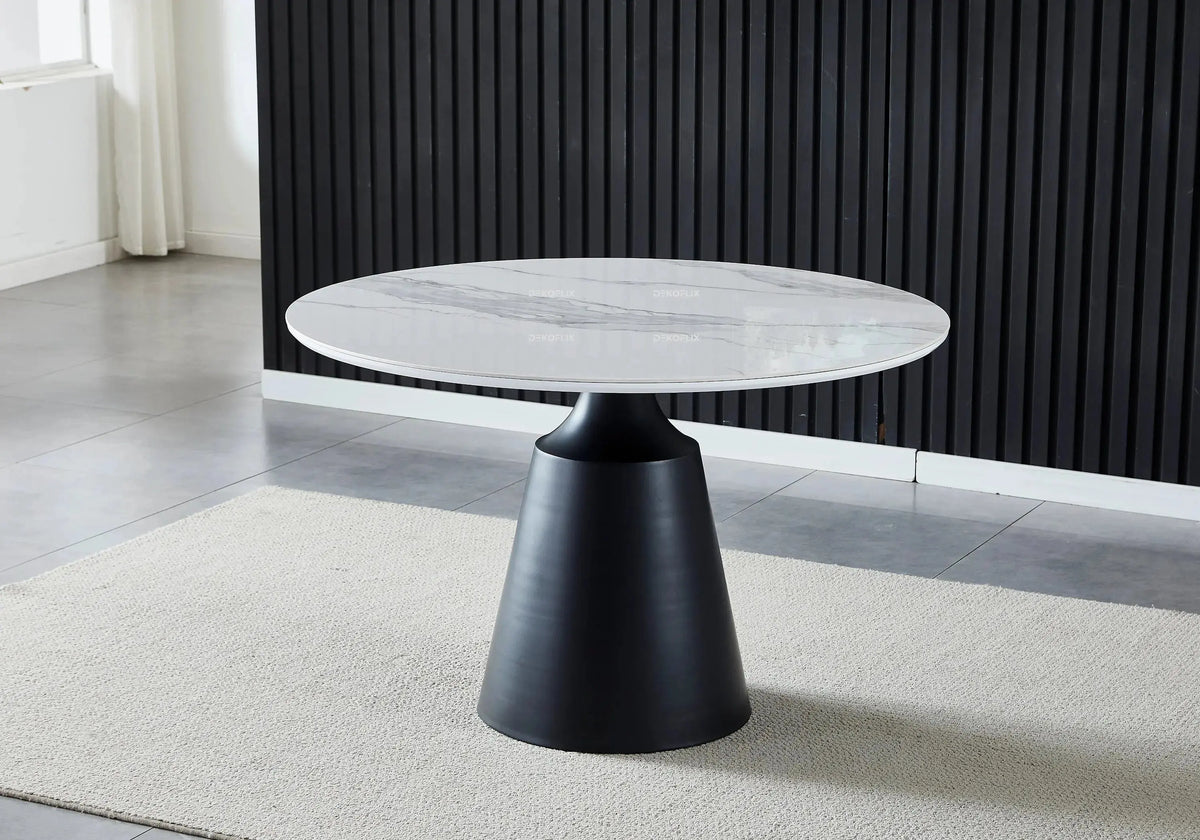 Ensemble Table Noire Marbre et Chaises Moka OLIVE - DEKOFLIX