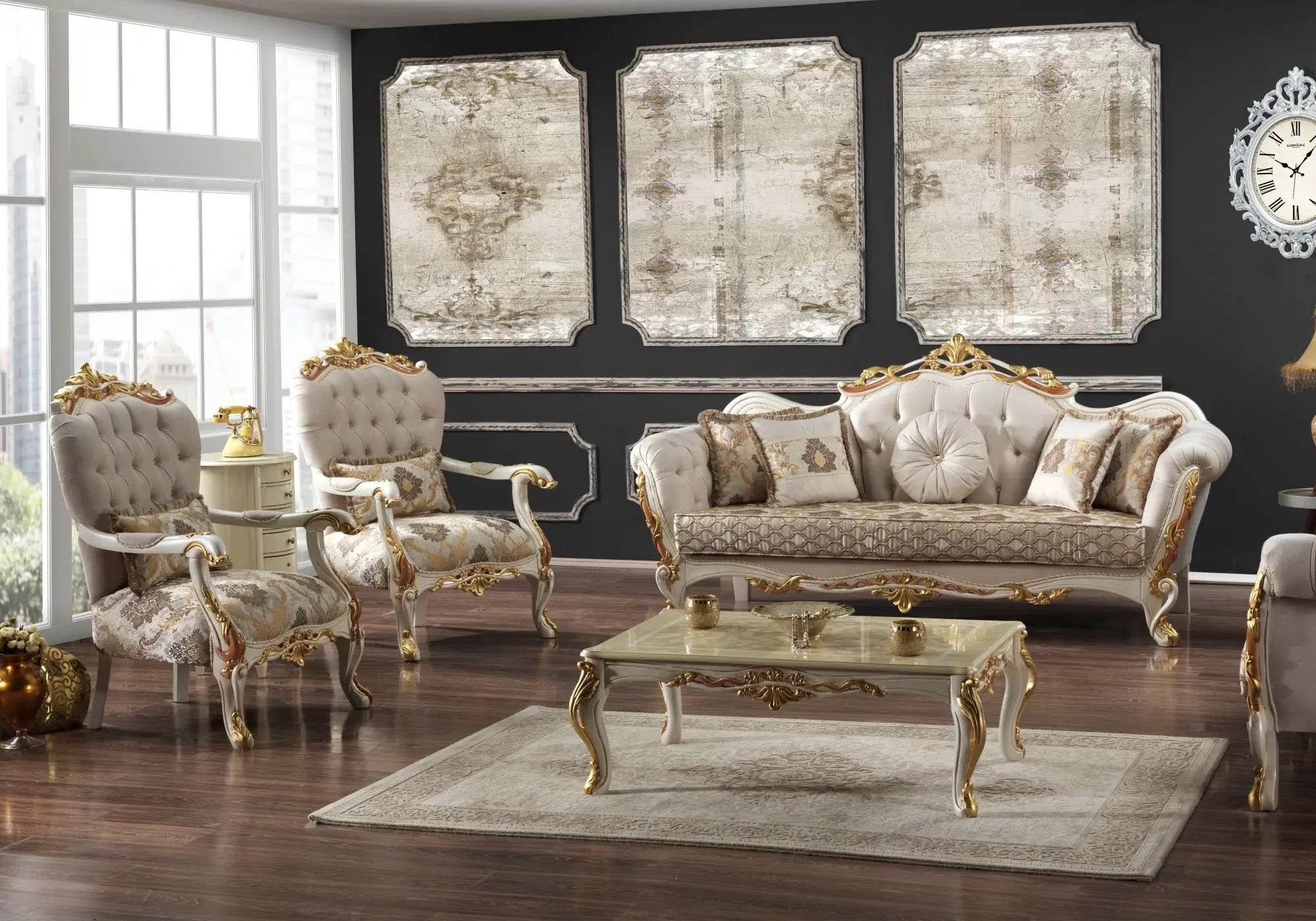 Ensemble Canapé Baroque Beige VENUS - Élégance et Confort – DEKOFLIX