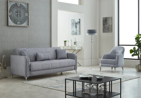 Ensemble canapé convertible gris ALISSA élégant et confortable.