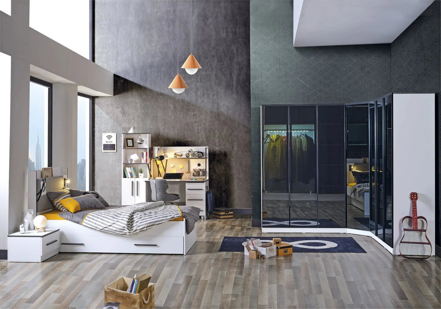 Ensemble de chambre jeune moderne anthracite INFINITY kelekci.com