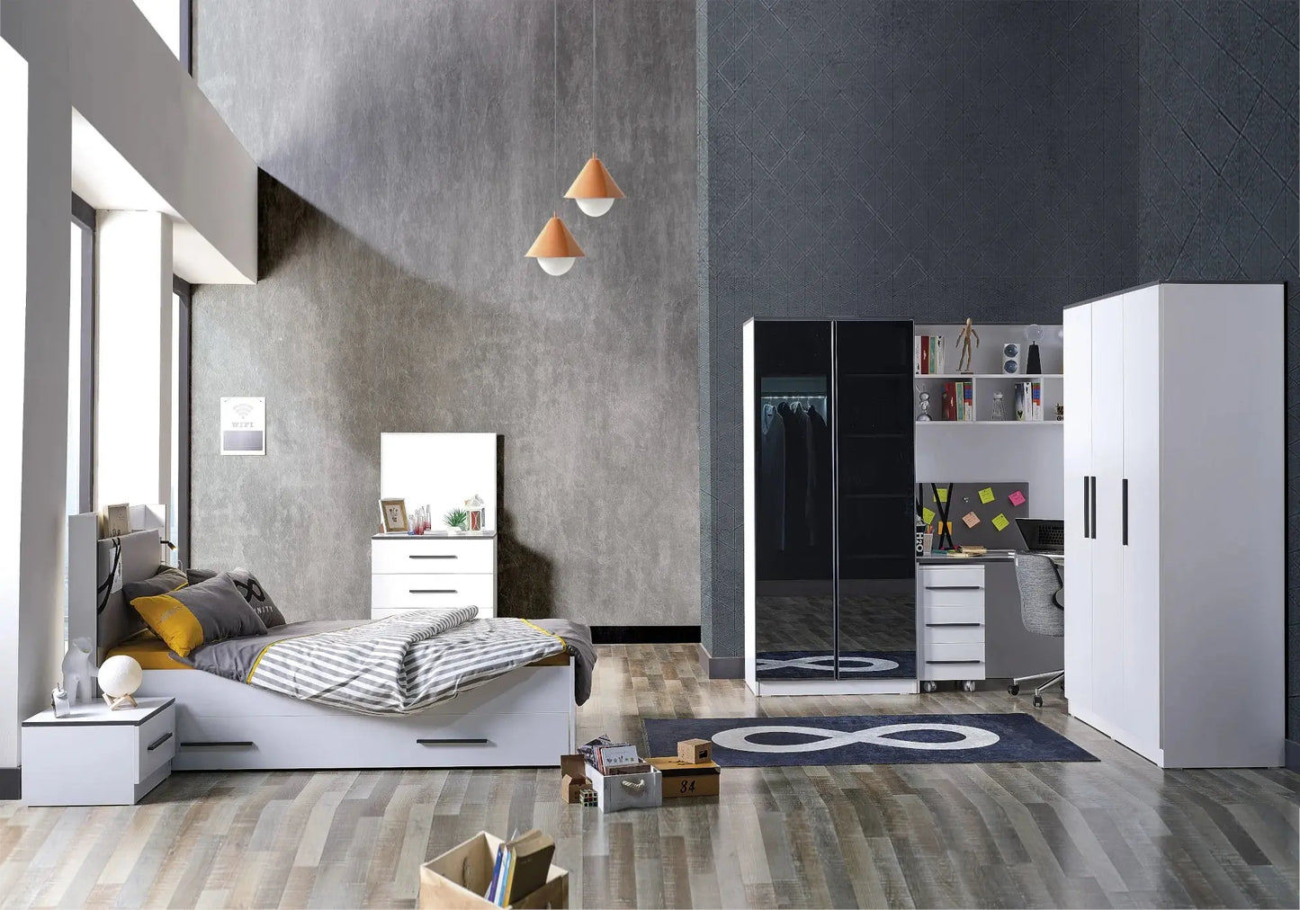 Ensemble de chambre jeune moderne anthracite INFINITY kelekci.com