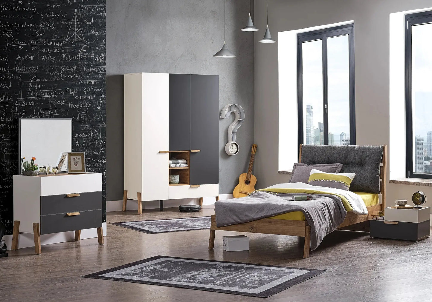 Ensemble de chambre jeune moderne anthracite MOTTO kelekci.com